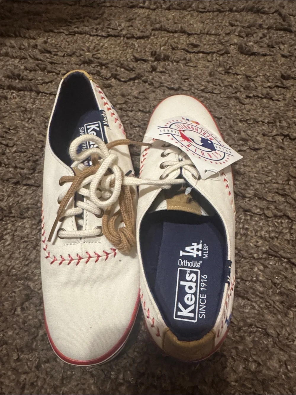 Keds White Canvas Shoes with Red & Navy Accents